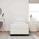 LED Box Spring Bed Creme og hvid 100 x 200 cm Velourstof