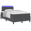 LED Box Spring Bed Mørkegrå og Hvid 120 x 190 cm Velourstof