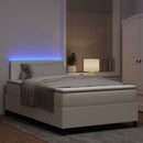 LED Box Spring Bed Creme og hvid 120 x 190 cm Velourstof