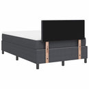 LED Box Spring Bed Mørkegrå og Hvid 120 x 200 cm Velourstof