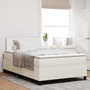 LED Box Spring Bed Creme og hvid 120 x 200 cm Velourstof