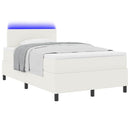 LED Box Spring Bed Creme og hvid 120 x 200 cm Velourstof