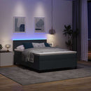 LED Box Spring Bed Mørkegrå og Hvid 140 x 190 cm Velourstof
