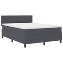 LED Box Spring Bed Mørkegrå og Hvid 140 x 190 cm Velourstof