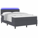 LED Box Spring Bed Mørkegrå og Hvid 140 x 190 cm Velourstof