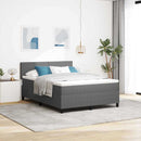 LED Box Spring Bed Lys Grå og Hvid 160 x 200 cm Velourstof