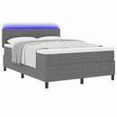LED Box Spring Bed Lys Grå og Hvid 160 x 200 cm Velourstof