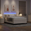 LED Box Spring Bed Creme og hvid 160 x 200 cm Velourstof