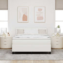 LED Box Spring Bed Creme og hvid 160 x 200 cm Velourstof