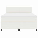 LED Box Spring Bed Creme og hvid 160 x 200 cm Velourstof