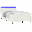 LED Box Spring Bed Creme og hvid 160 x 200 cm Velourstof