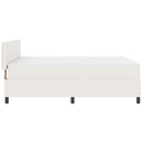 LED Box Spring Bed Creme og hvid 160 x 200 cm Velourstof