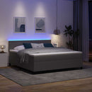 LED Box Spring Bed Lys Grå og Hvid 180 x 200 cm Velourstof