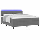 LED Box Spring Bed Lys Grå og Hvid 180 x 200 cm Velourstof
