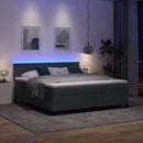 LED Box Spring Bed Mørkegrå og Hvid 180 x 200 cm Velourstof