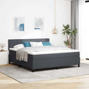 LED Box Spring Bed Mørkegrå og Hvid 180 x 200 cm Velourstof