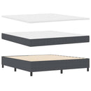LED Box Spring Bed Mørkegrå og Hvid 180 x 200 cm Velourstof