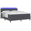 LED Box Spring Bed Mørkegrå og Hvid 180 x 200 cm Velourstof