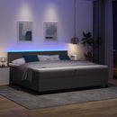 LED Box Spring Bed Lys Grå og Hvid 200 x 200 cm Velourstof