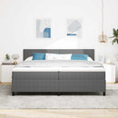 LED Box Spring Bed Lys Grå og Hvid 200 x 200 cm Velourstof