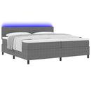 LED Box Spring Bed Lys Grå og Hvid 200 x 200 cm Velourstof