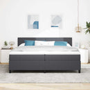 LED Box Spring Bed Mørkegrå og Hvid 200 x 200 cm Velourstof