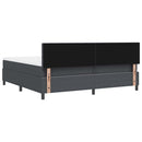 LED Box Spring Bed Mørkegrå og Hvid 200 x 200 cm Velourstof
