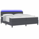 LED Box Spring Bed Mørkegrå og Hvid 200 x 200 cm Velourstof