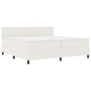 LED Box Spring Bed Creme og hvid 200 x 200 cm Velourstof