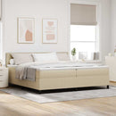 LED Box Spring Bed Lys Grå og Hvid 200 x 200 cm Velourstof