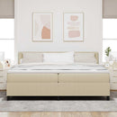LED Box Spring Bed Lys Grå og Hvid 200 x 200 cm Velourstof