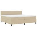 LED Box Spring Bed Lys Grå og Hvid 200 x 200 cm Velourstof