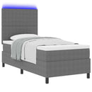 LED Box Spring Bed Lys Grå og Hvid 80 x 200 cm Velourstof