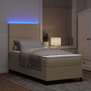 LED Box Spring Bed Lys Grå og Hvid 80 x 200 cm Velourstof