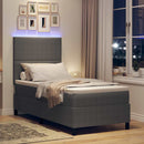 LED Box Spring Bed Lys Grå og Hvid 90 x 190 cm Velourstof
