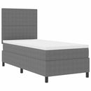 LED Box Spring Bed Lys Grå og Hvid 90 x 190 cm Velourstof