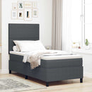 LED Box Spring Bed Mørkegrå og Hvid 90 x 190 cm Velourstof