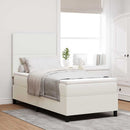 LED Box Spring Bed Creme og hvid 100 x 200 cm Velourstof