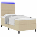 LED Box Spring Bed Lys Grå og Hvid 100 x 200 cm Velourstof