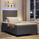 LED Box Spring Bed Lys Grå og Hvid 120 x 190 cm Velourstof