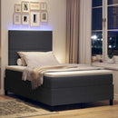 LED Box Spring Bed Mørkegrå og Hvid 120 x 190 cm Velourstof