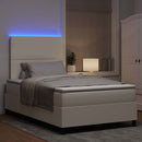 LED Box Spring Bed Creme og hvid 120 x 190 cm Velourstof