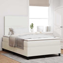 LED Box Spring Bed Creme og hvid 120 x 190 cm Velourstof