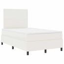 LED Box Spring Bed Creme og hvid 120 x 190 cm Velourstof
