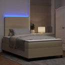 LED Box Spring Bed Lys Grå og Hvid 120 x 190 cm Velourstof