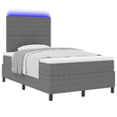 LED Box Spring Bed Lys Grå og Hvid 120 x 200 cm Velourstof