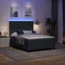LED Box Spring Bed Mørkegrå og Hvid 140 x 190 cm Velourstof
