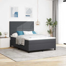 LED Box Spring Bed Mørkegrå og Hvid 140 x 190 cm Velourstof