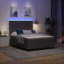 LED Box Spring Bed Lys Grå og Hvid 140 x 200 cm Velourstof