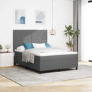 LED Box Spring Bed Lys Grå og Hvid 140 x 200 cm Velourstof